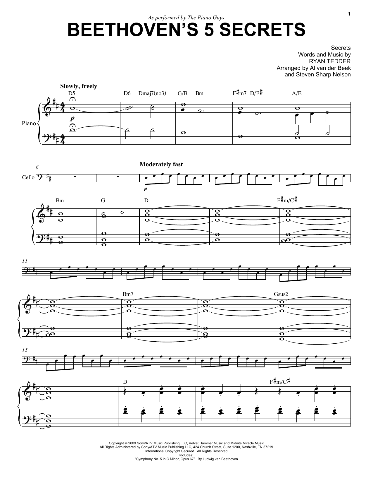 Download The Piano Guys Beethoven's 5 Secrets Sheet Music