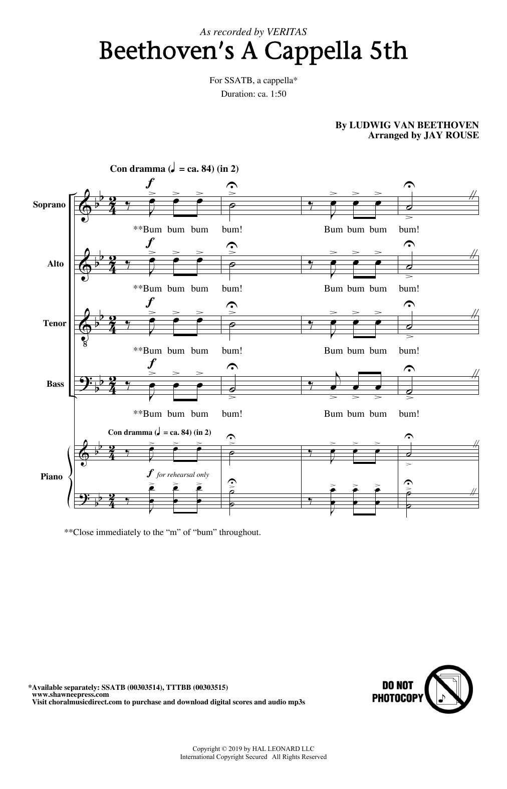 Download Veritas Beethoven's A Cappella 5th (arr. Jay Ro Sheet Music