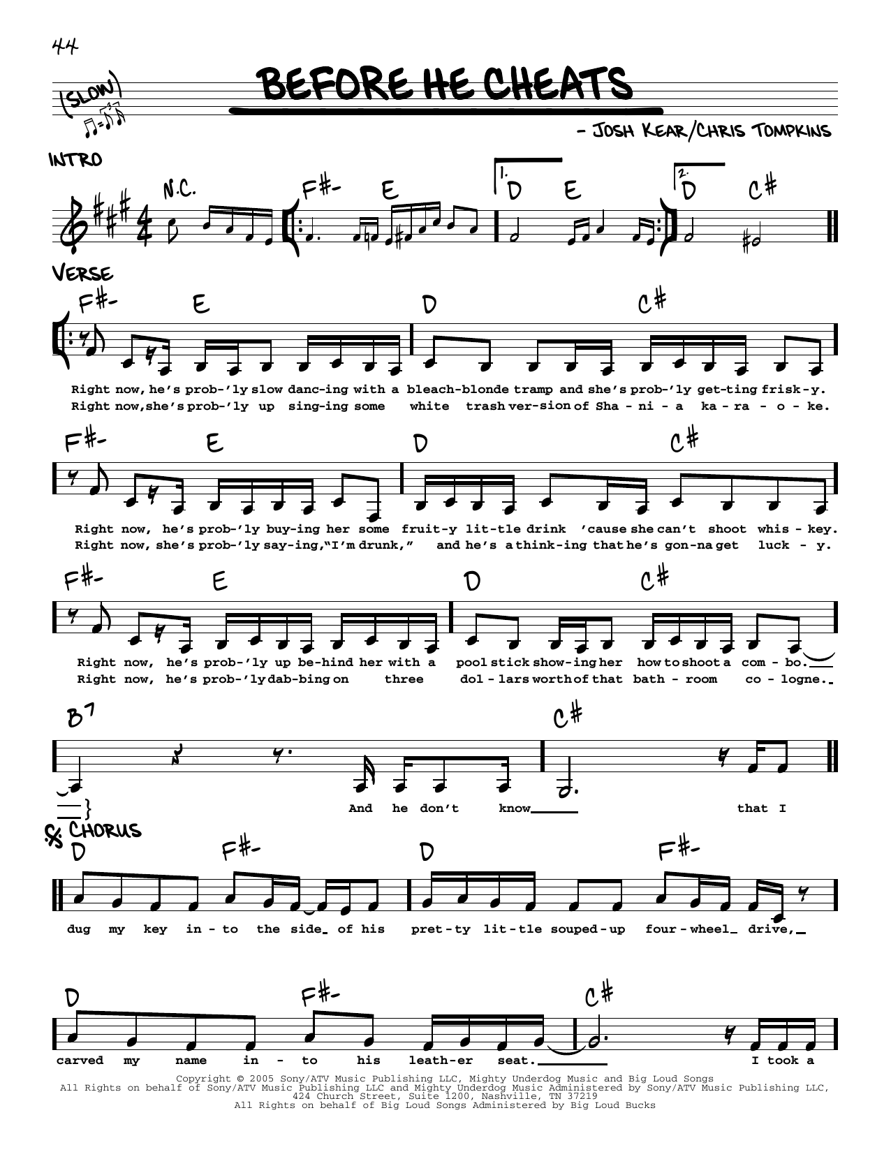 Download Carrie Underwood Before He Cheats Sheet Music