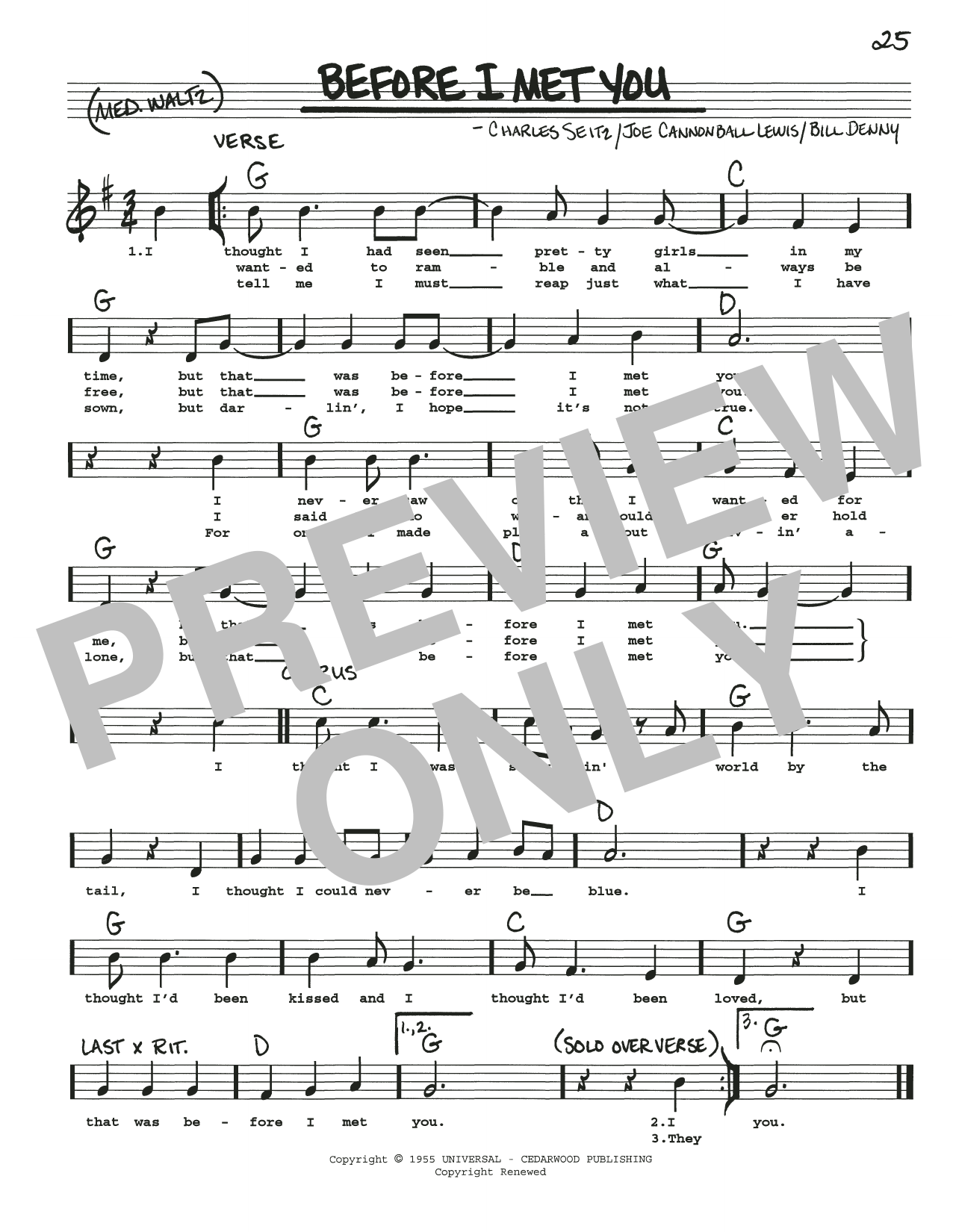 Download Bill Denny Before I Met You Sheet Music
