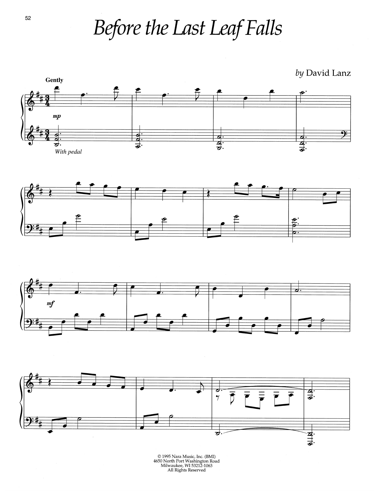Download David Lanz Before The Last Leaf Falls Sheet Music