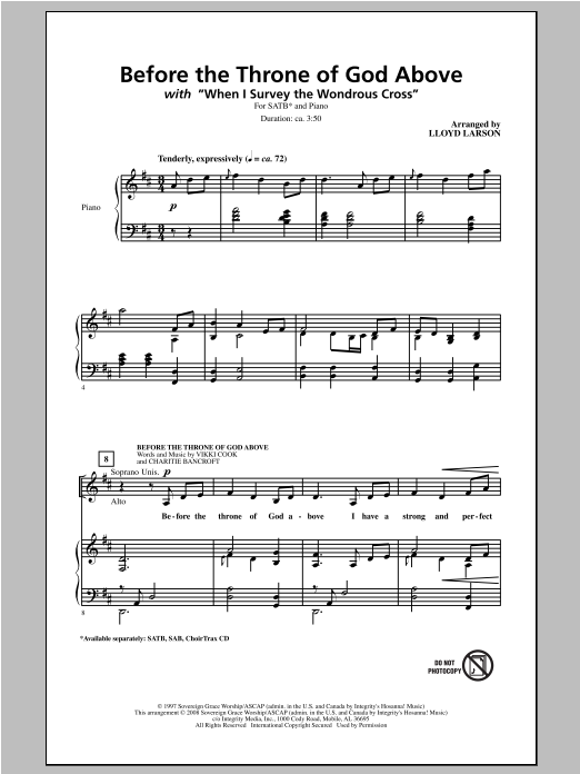 Download Lloyd Larson Before The Throne Of God Above Sheet Music