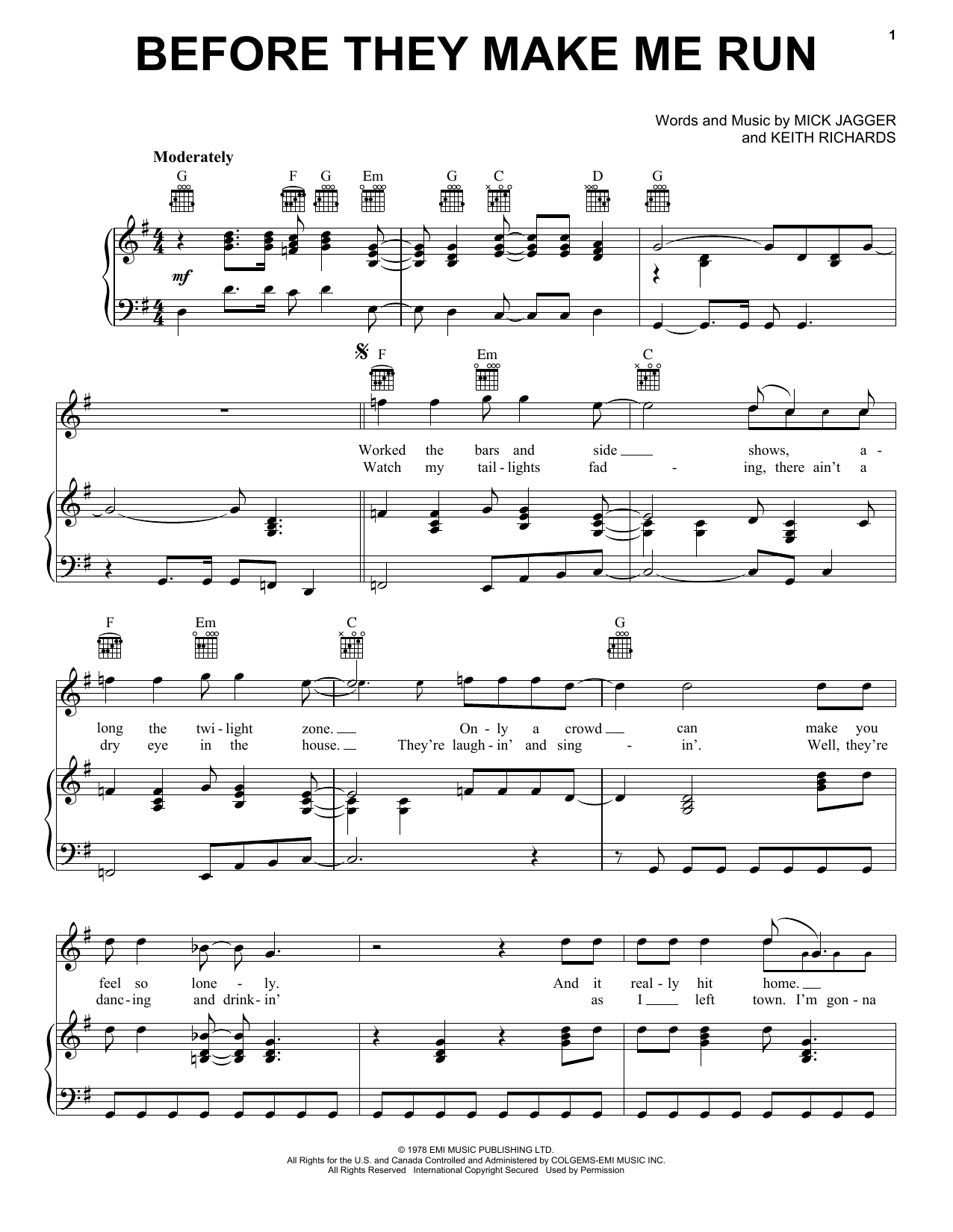 Download The Rolling Stones Before They Make Me Run Sheet Music