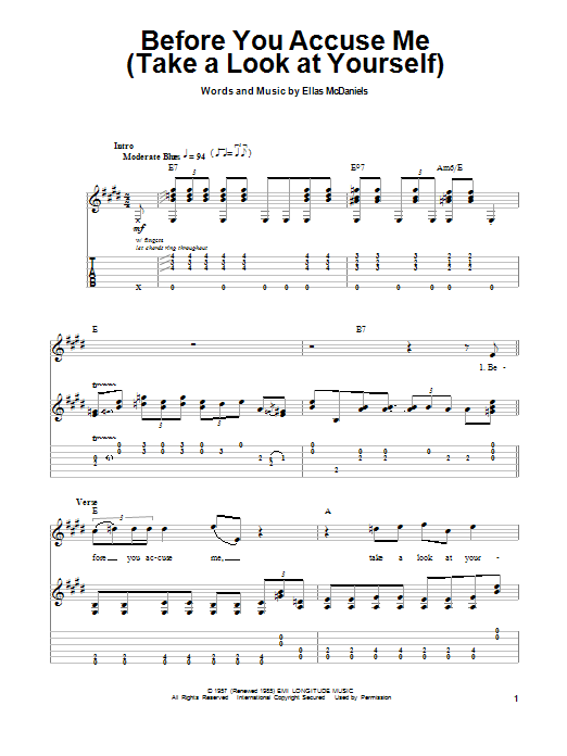 Download Eric Clapton Before You Accuse Me (Take A Look At Yo Sheet Music