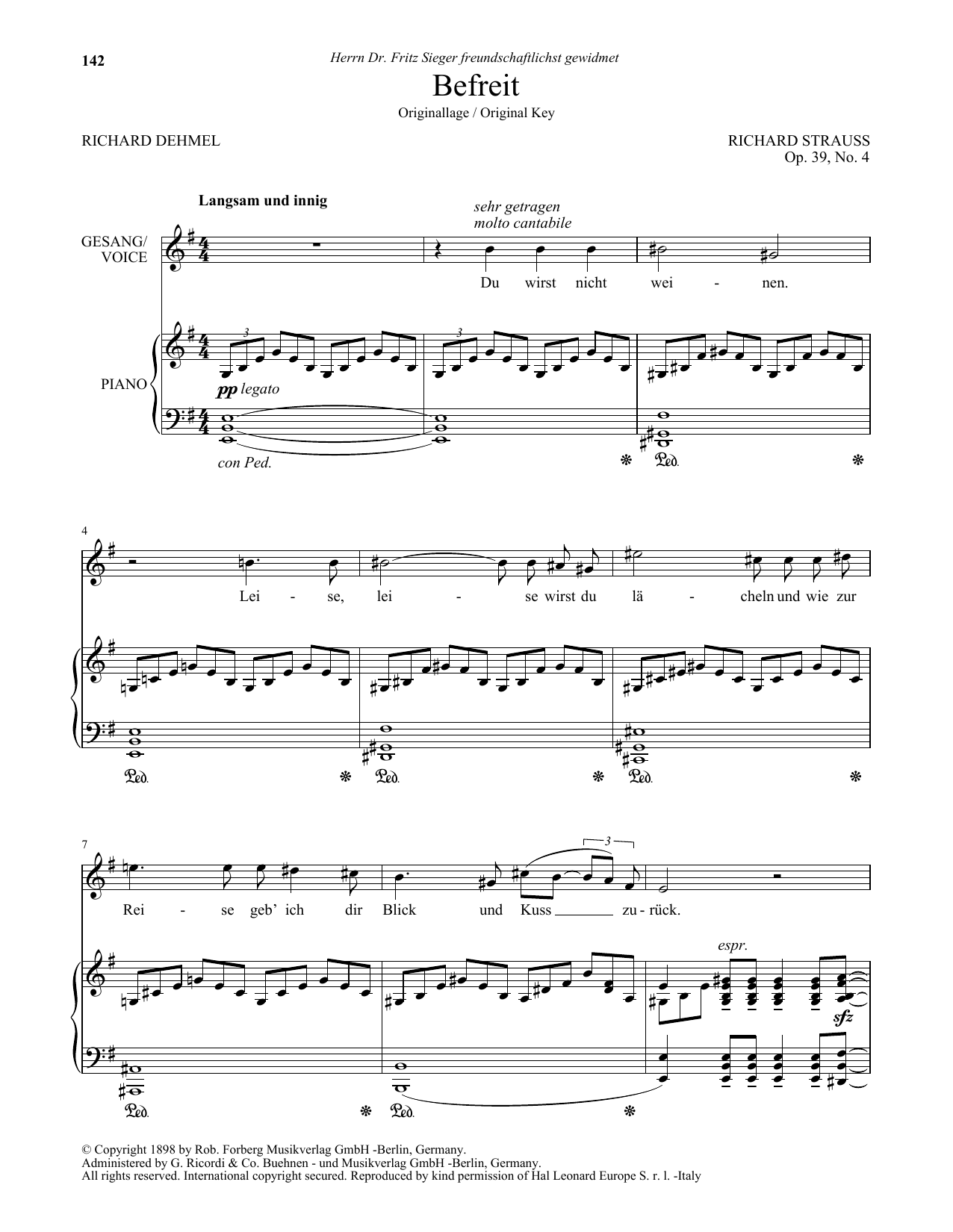 Download Richard Strauss Befreit (High Voice) Sheet Music