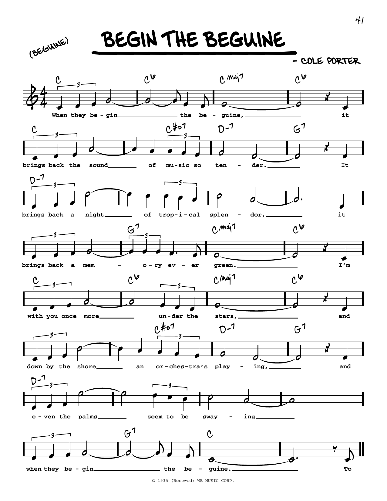 Download Cole Porter Begin The Beguine (High Voice) Sheet Music