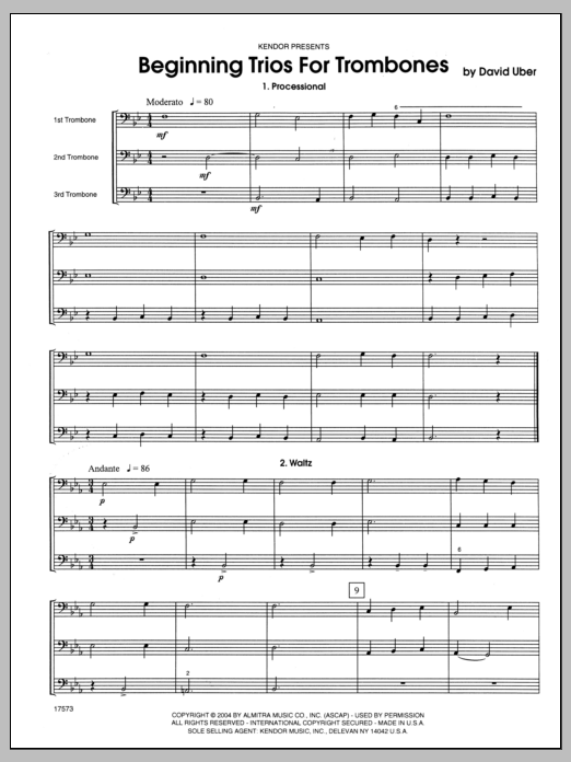 Download Uber Beginning Trios For Trombones - Full Sc Sheet Music