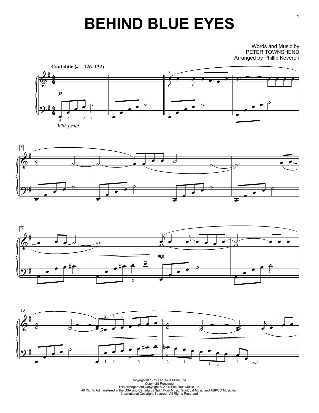 Download The Who Behind Blue Eyes [Classical version] (a Sheet Music