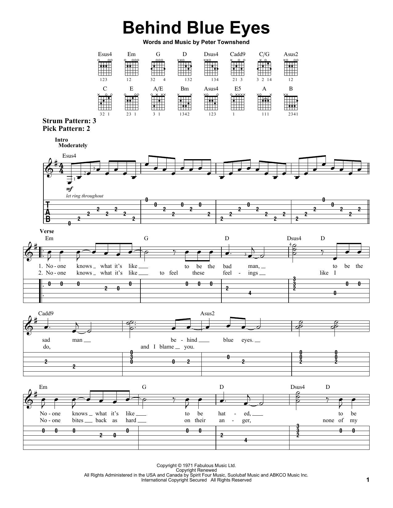 Download The Who Behind Blue Eyes Sheet Music