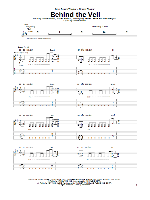 Download Dream Theater Behind The Veil Sheet Music