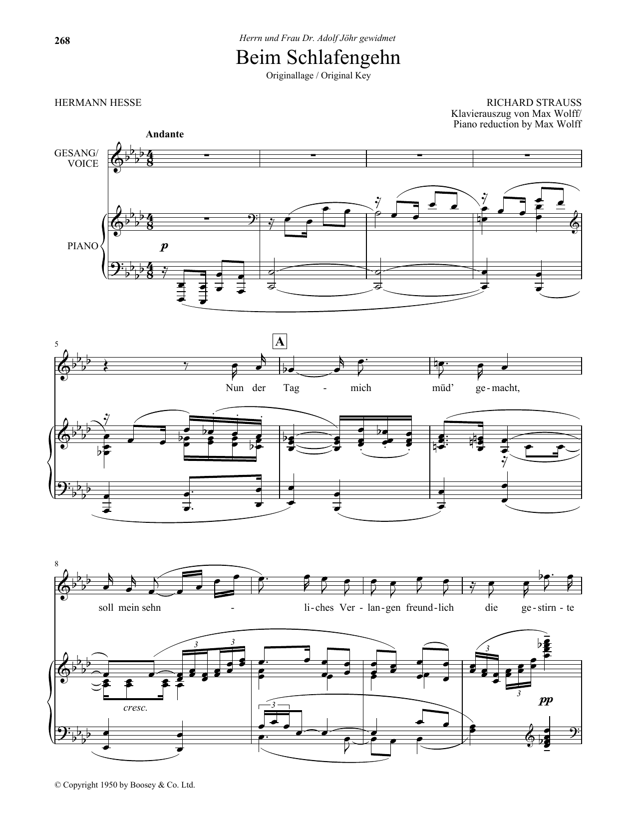 Download Richard Strauss Beim Schlafengehn (High Voice) Sheet Music