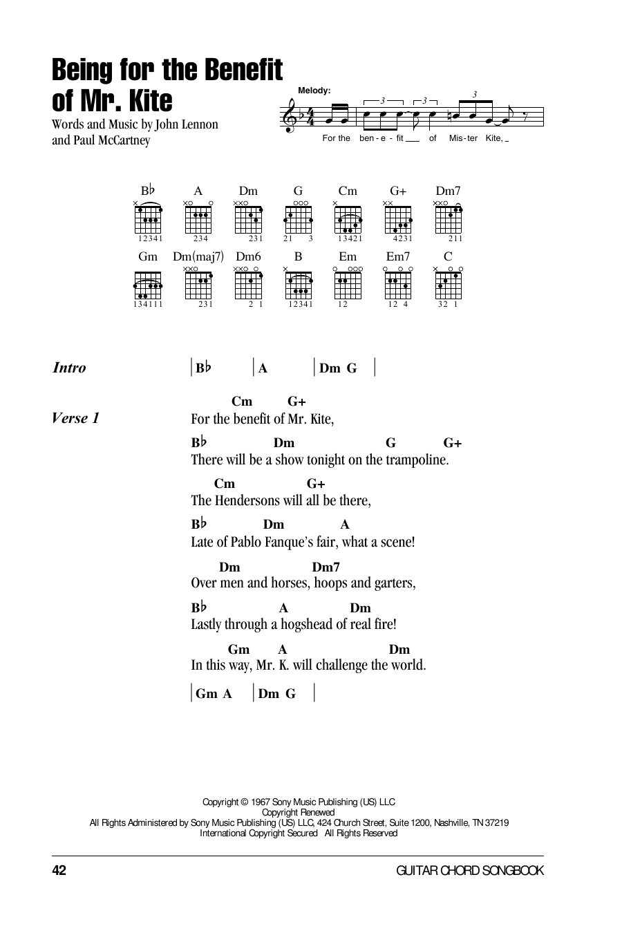 Download The Beatles Being For The Benefit Of Mr. Kite Sheet Music