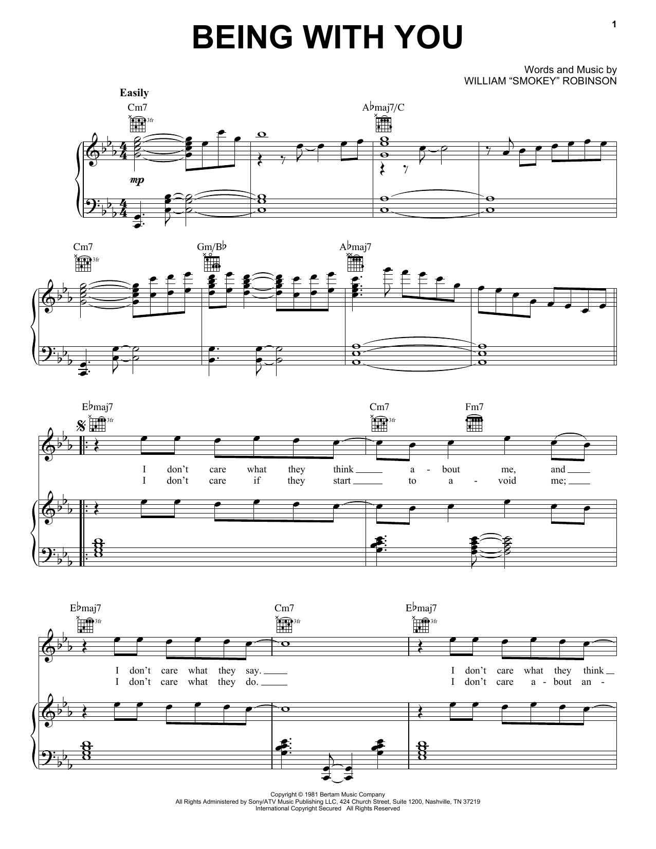 Download Smokey Robinson Being With You Sheet Music
