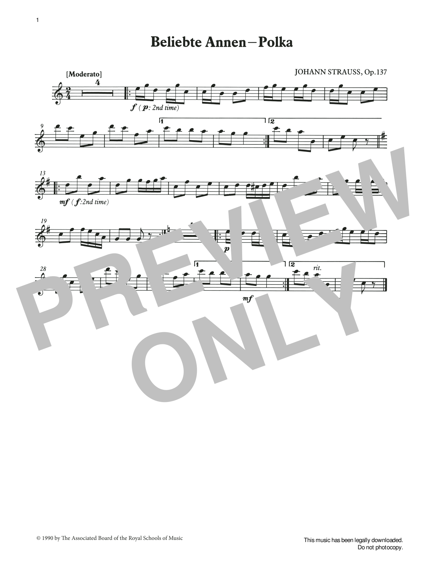 Download Johann Strauss I Beliebte Annen - Polka (score & part) f Sheet Music
