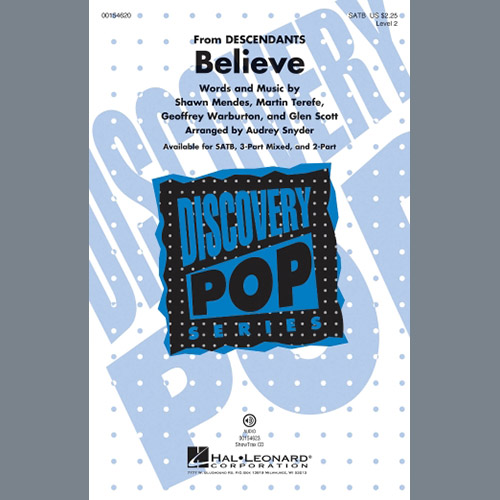 Download Shawn Mendes Believe (from Descendants) (arr. Audrey Snyder) Sheet Music and Printable PDF Score for 3-Part Mixed Choir