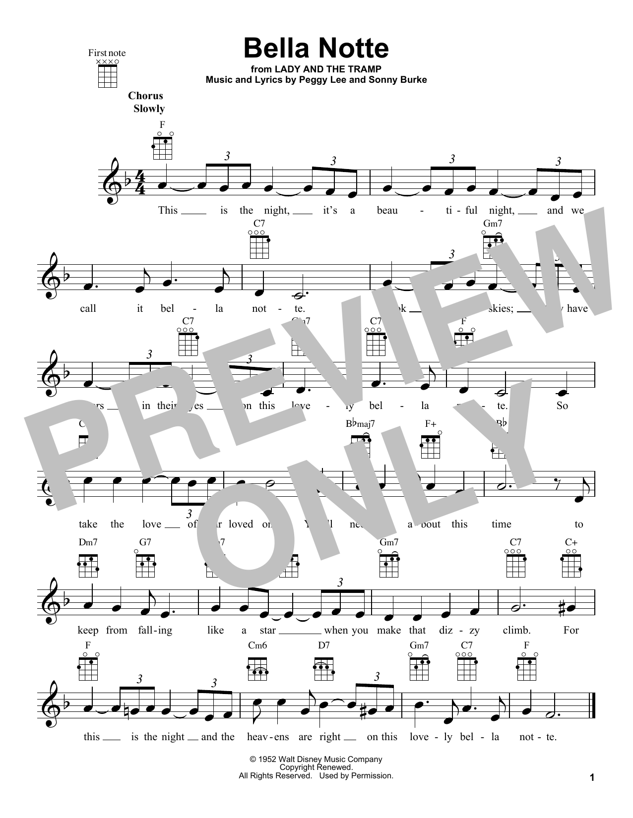 Download Peggy Lee Bella Notte (from Lady And The Tramp) Sheet Music