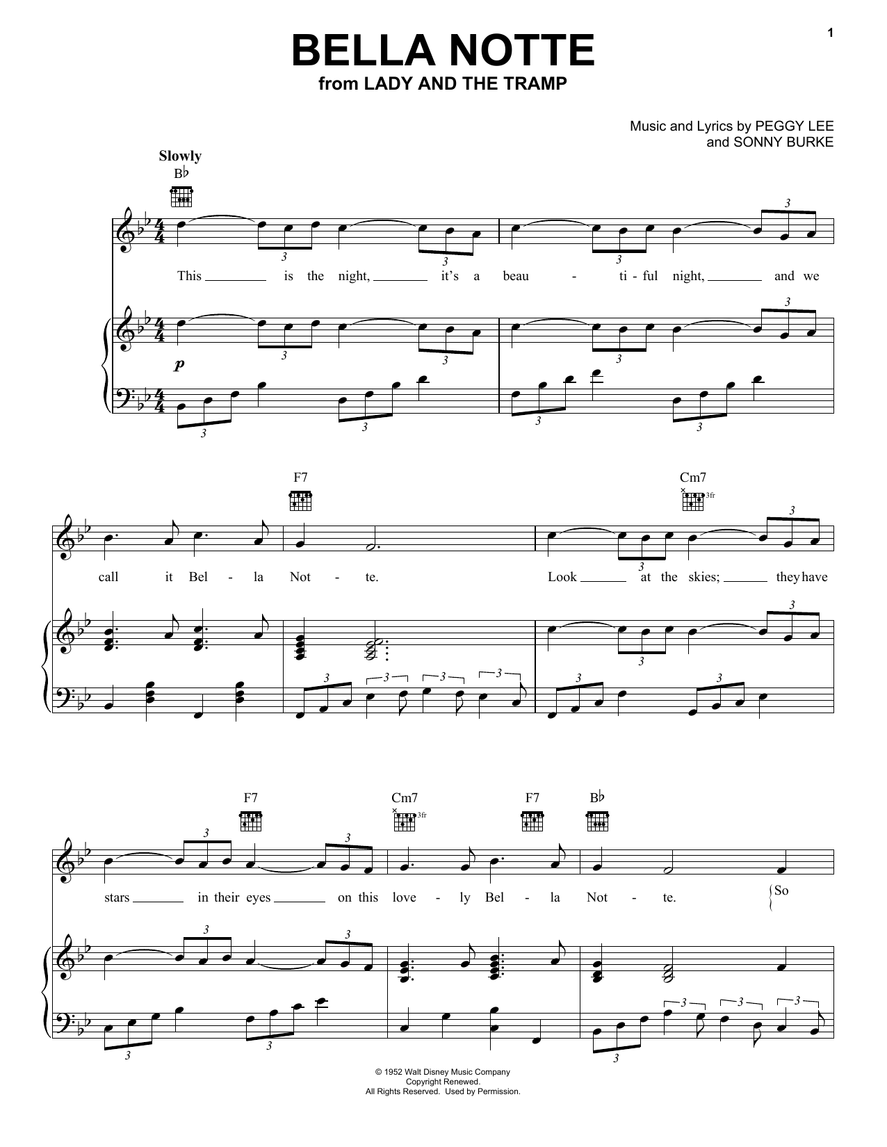 Peggy Lee Bella Notte (This Is The Night) (from Lady And The Tramp) sheet music notes printable PDF score