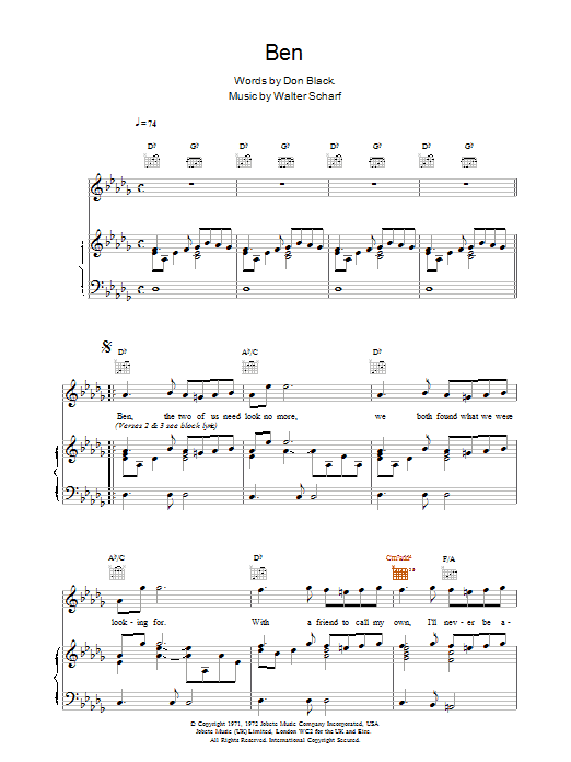 Boyzone Ben sheet music notes printable PDF score