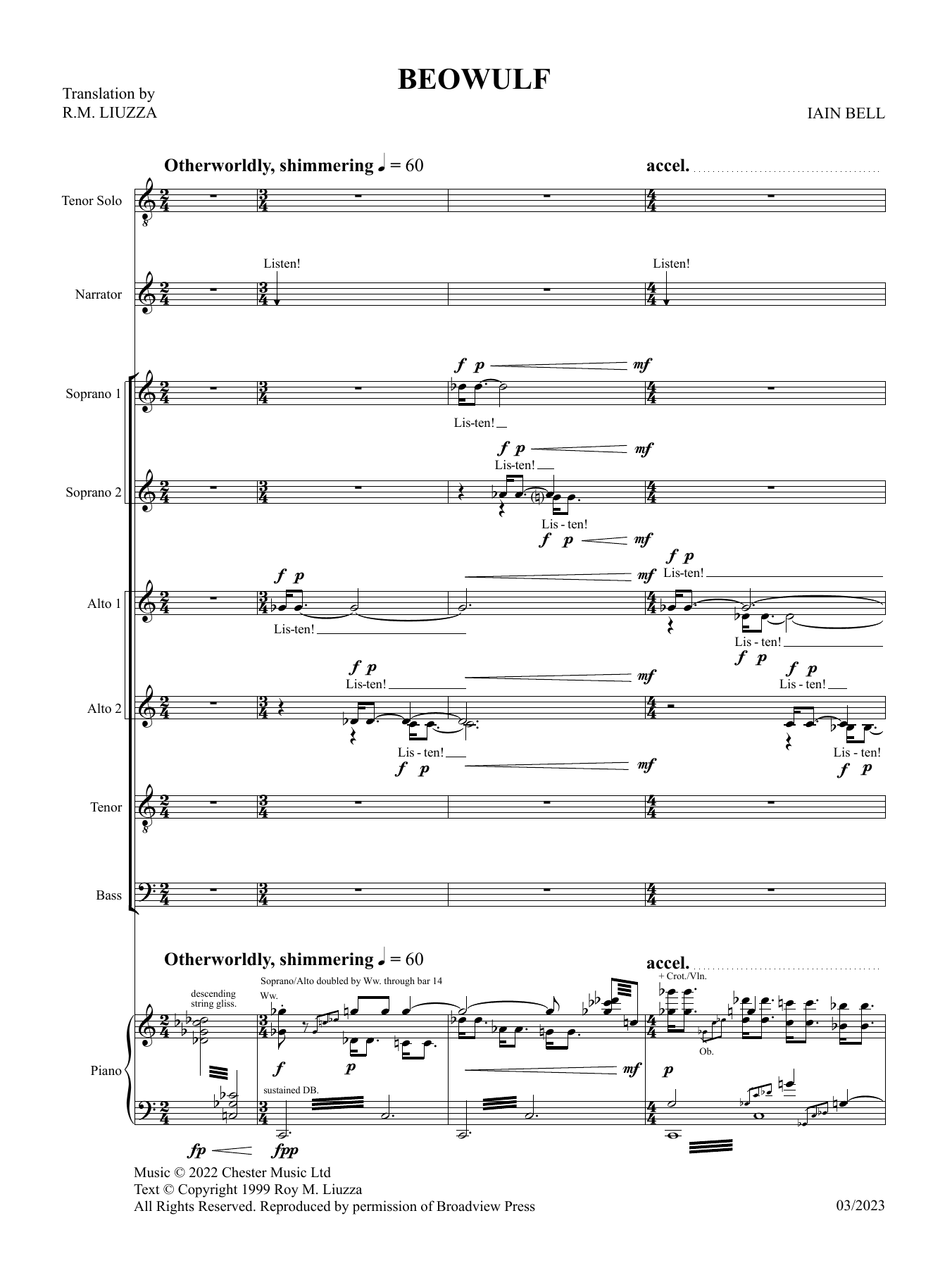 Iain Bell Beowulf (Vocal Score) sheet music notes printable PDF score