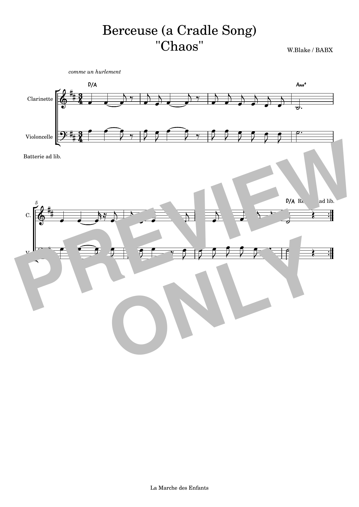 David Babin (Babx) Berceuse (A Cradle Song) Chaos sheet music notes printable PDF score