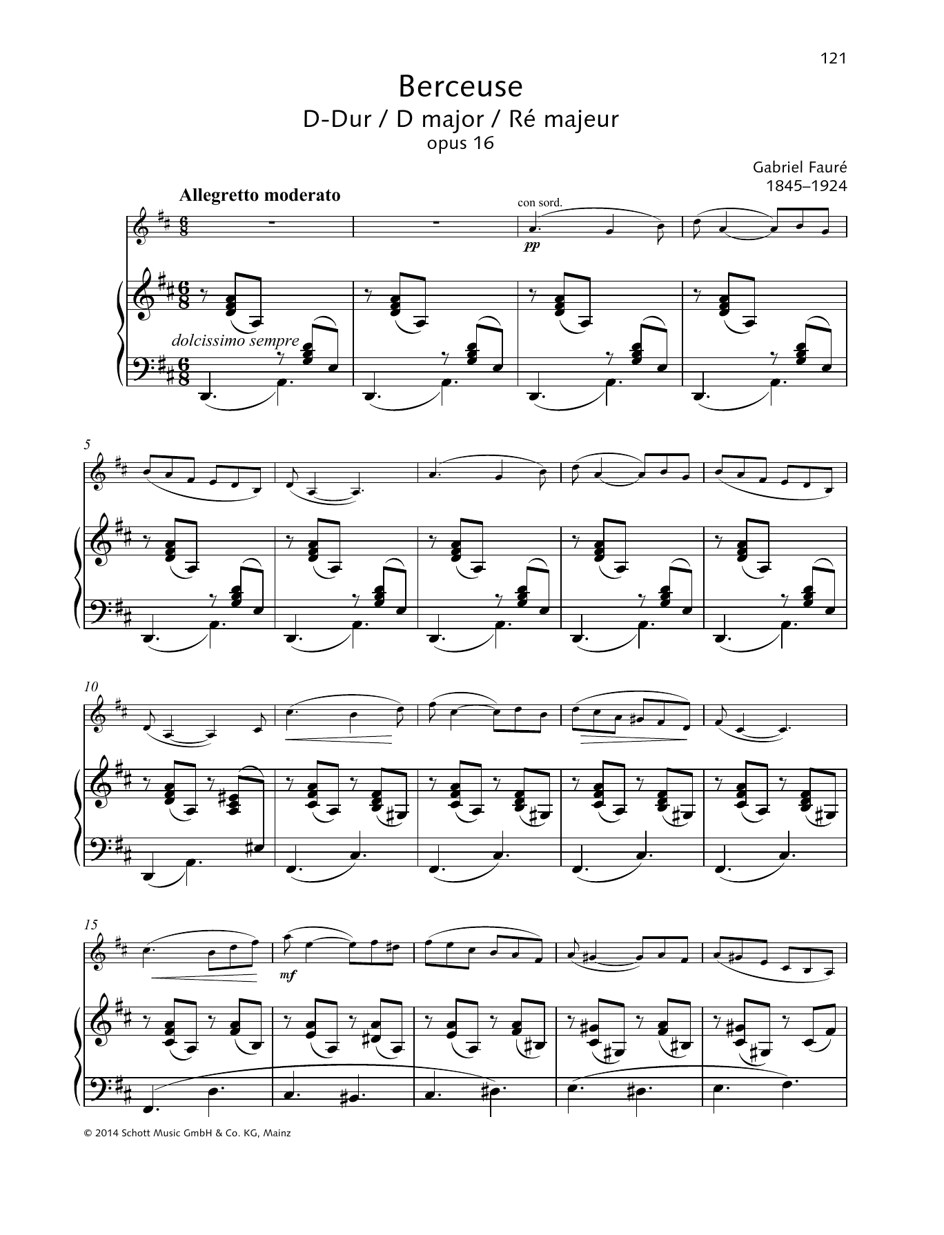 Download Gabriel Fauré Berceuse D major Sheet Music