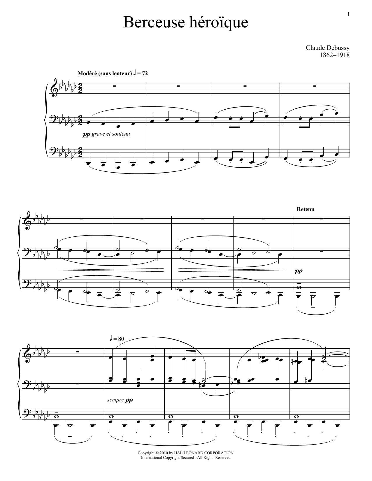 Download Claude Debussy Berceuse Heroique Sheet Music