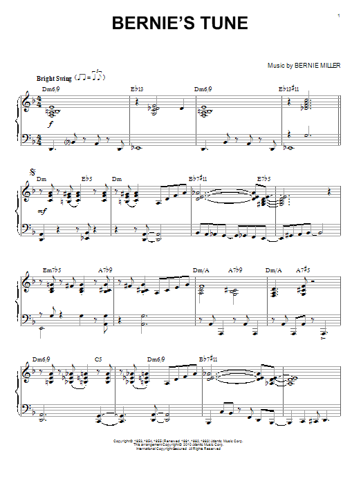 Download Mike Stoller Bernie's Tune Sheet Music