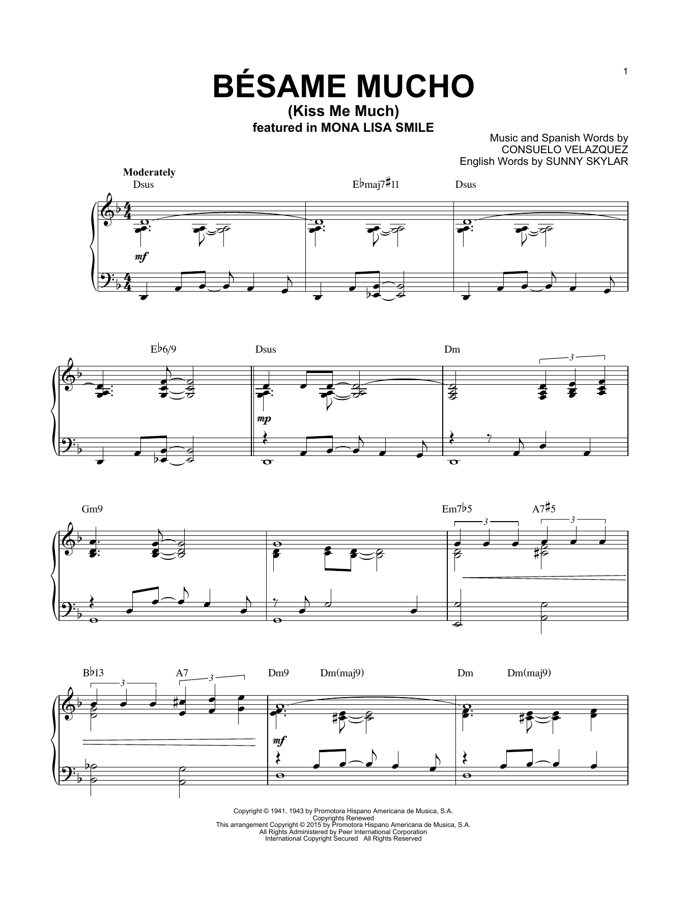 Download Consuelo Velazquez Bésame Mucho (Kiss Me Much) [Jazz vers Sheet Music
