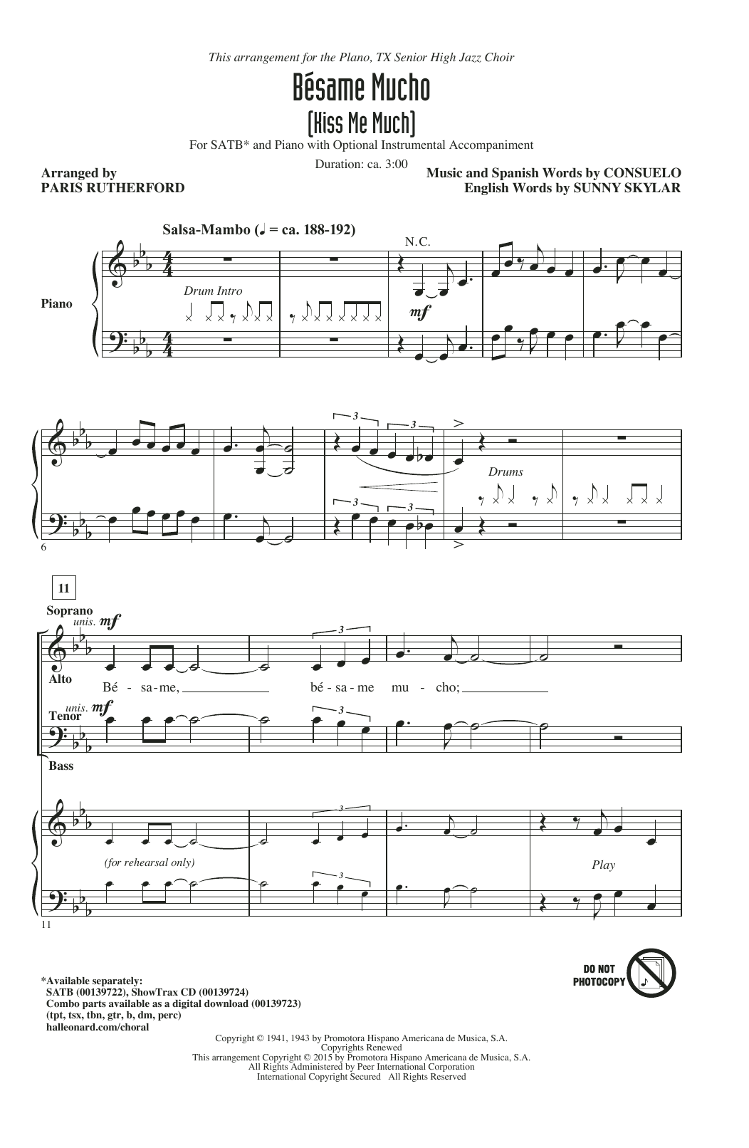 Download Paris Rutherford Bésame Mucho (Kiss Me Much) Sheet Music
