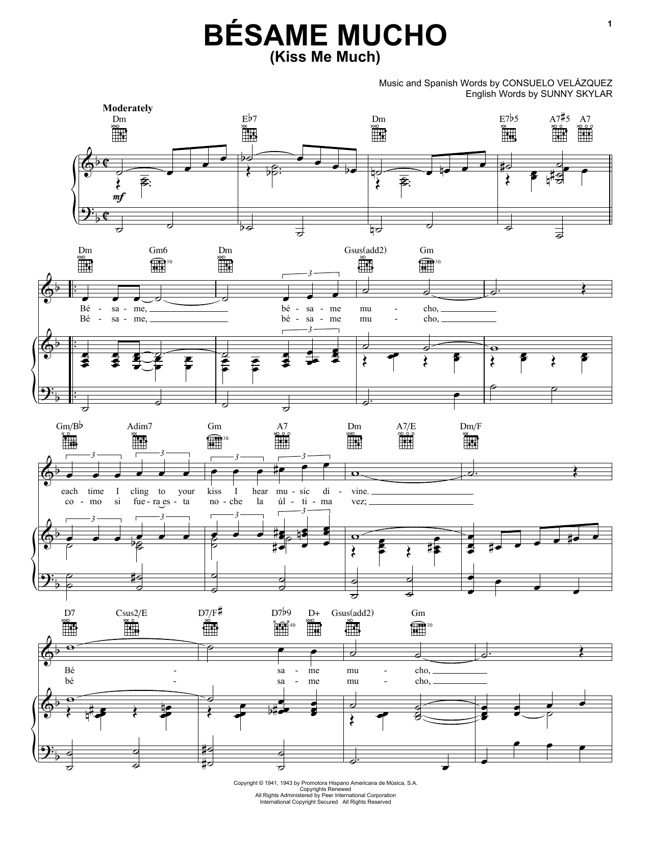 Diana Krall Besame Mucho (Kiss Me Much) sheet music notes printable PDF score
