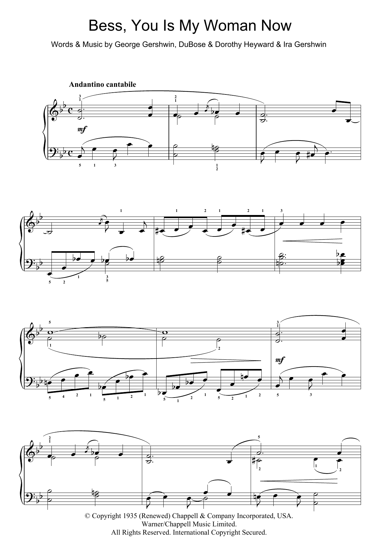 Download George Gershwin Bess, You Is My Woman Now (from Porgy A Sheet Music