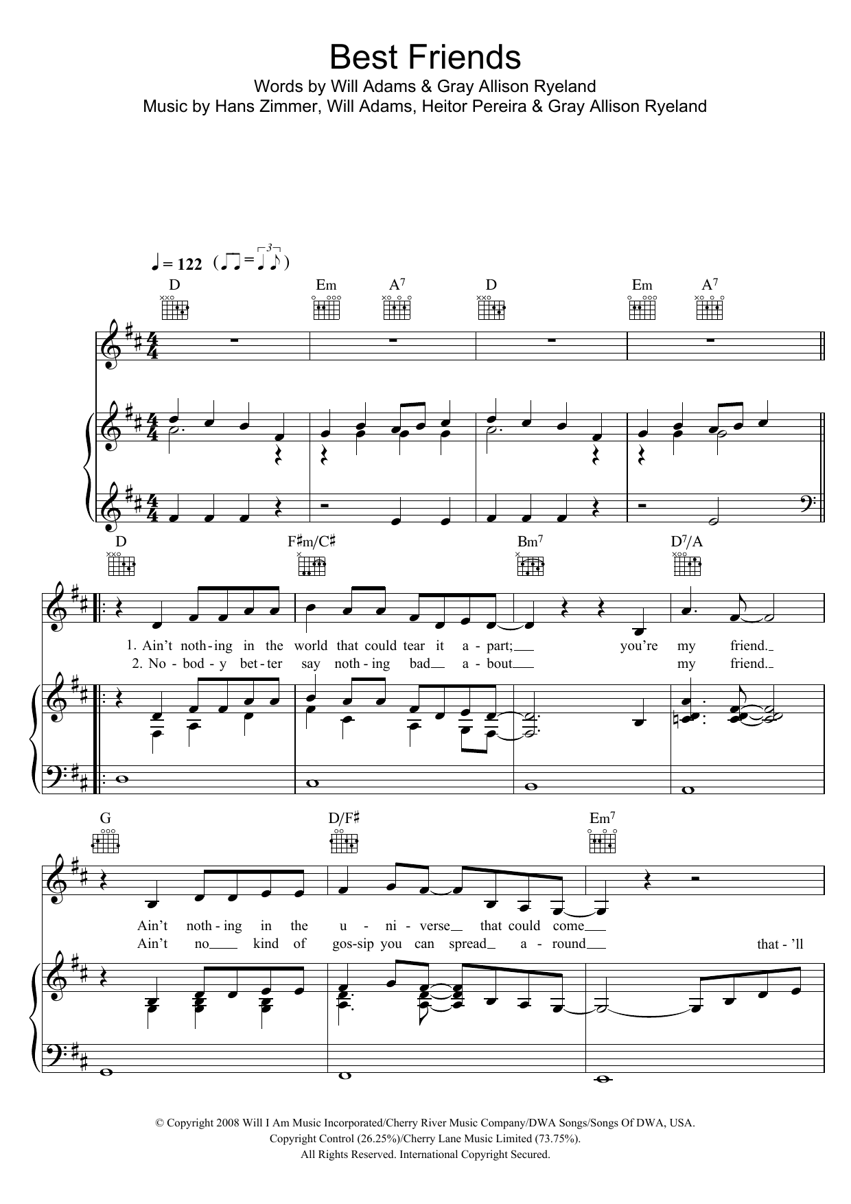 Download will.i.am Best Friends (From Madagascar 2) Sheet Music