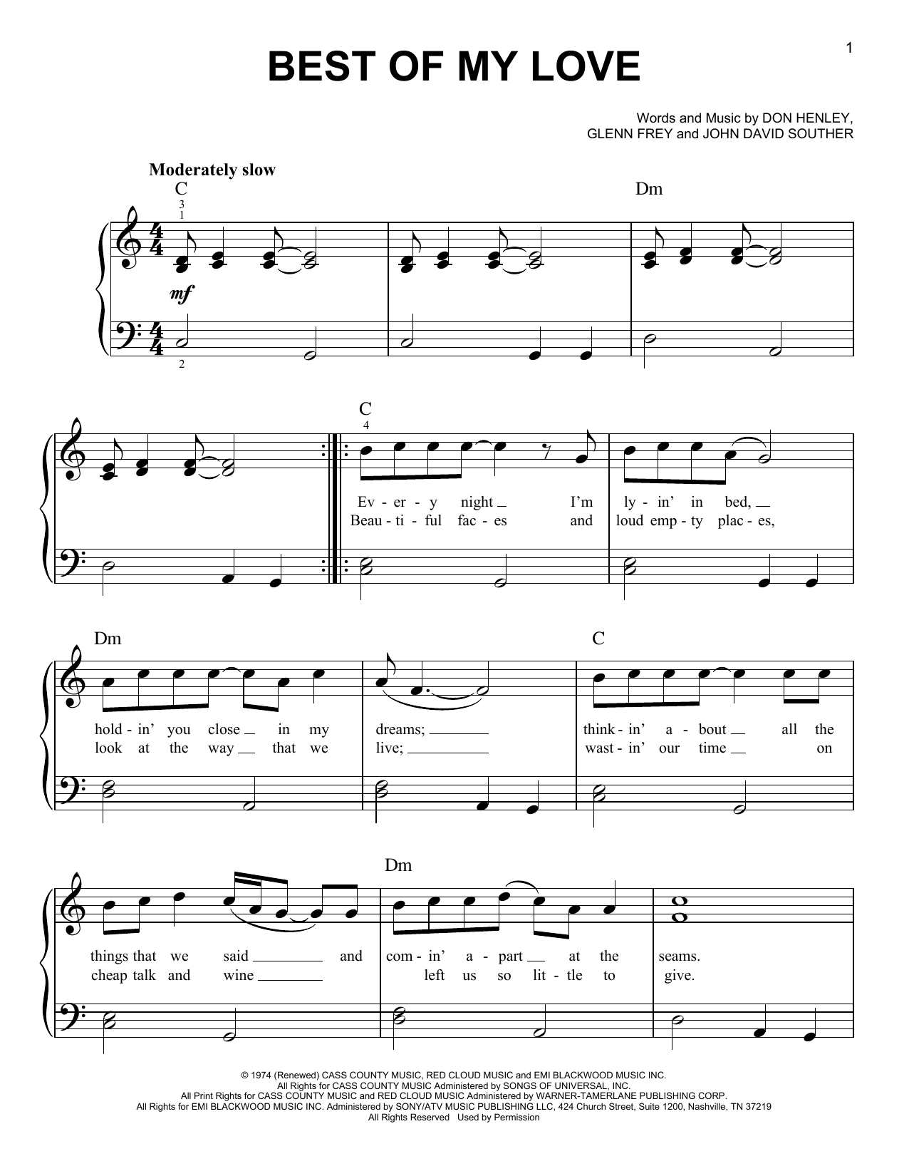 Download Eagles Best Of My Love Sheet Music