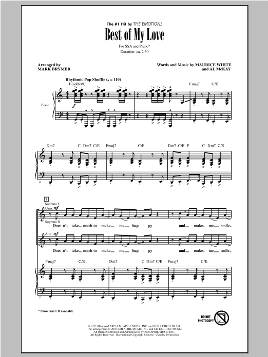 Download The Emotions Best Of My Love (arr. Mark Brymer) Sheet Music