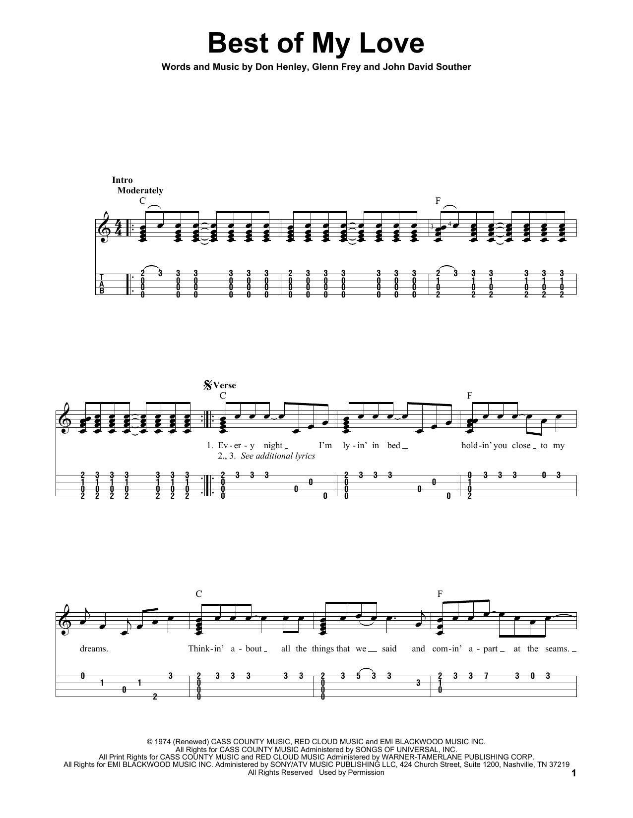 Download The Eagles Best Of My Love Sheet Music