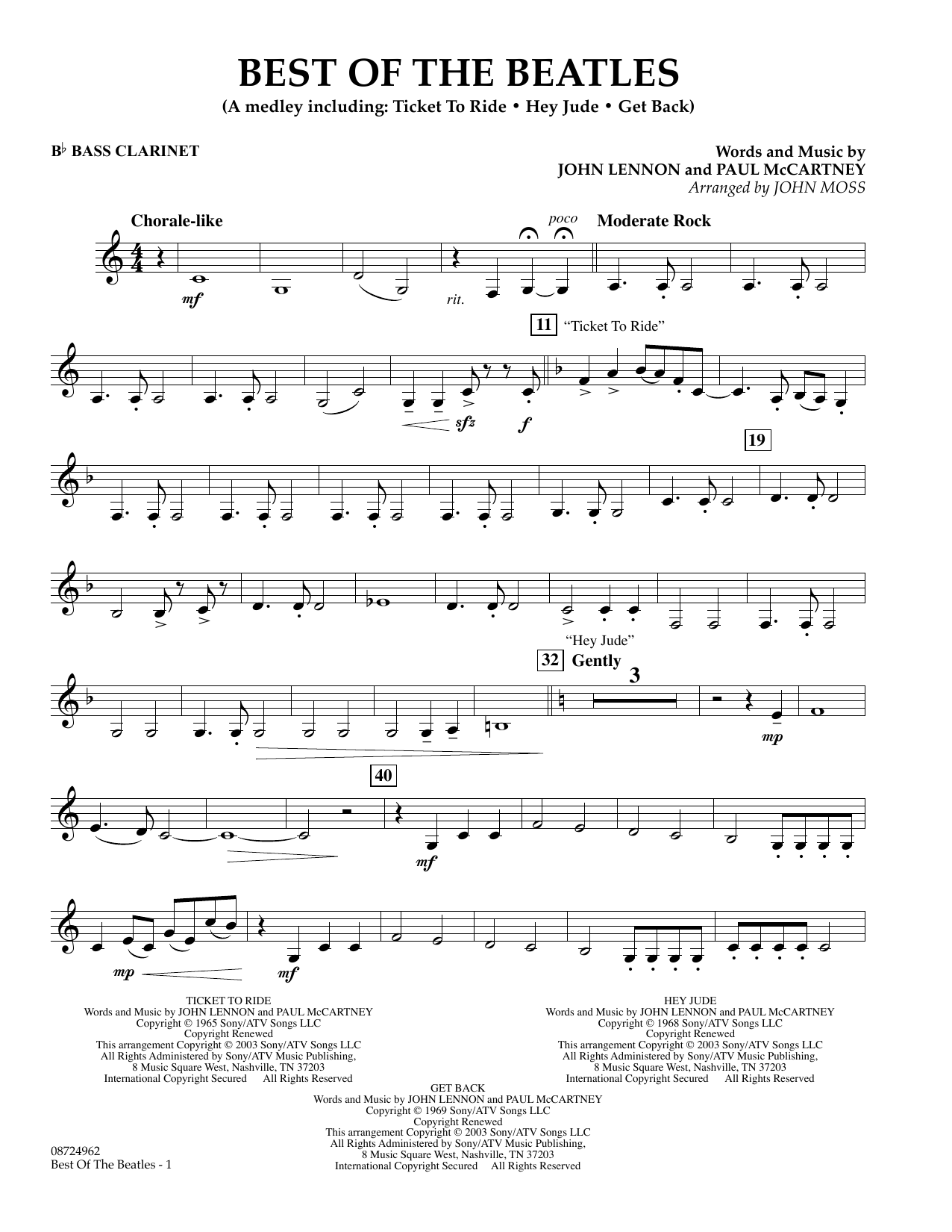Download John Moss Best of the Beatles - Bb Bass Clarinet Sheet Music