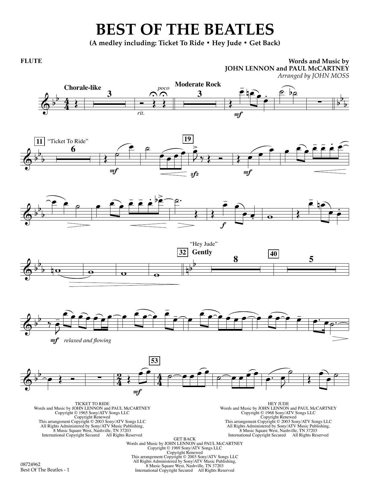 Download John Moss Best of the Beatles - Flute Sheet Music
