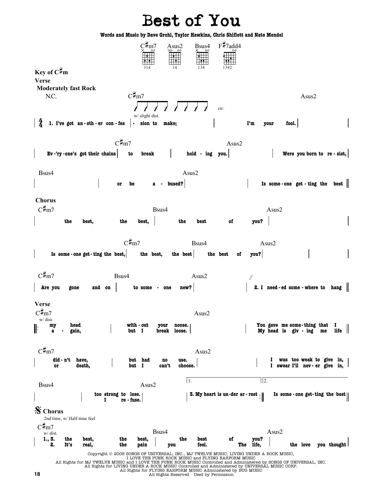 Download Foo Fighters Best Of You Sheet Music