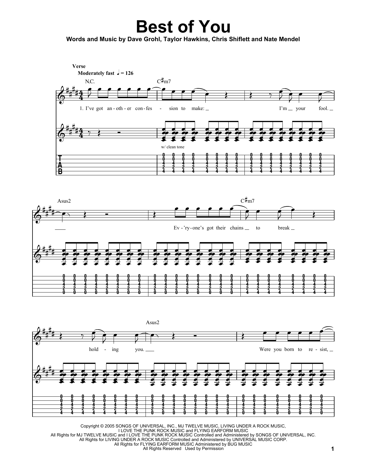 Download Foo Fighters Best Of You Sheet Music