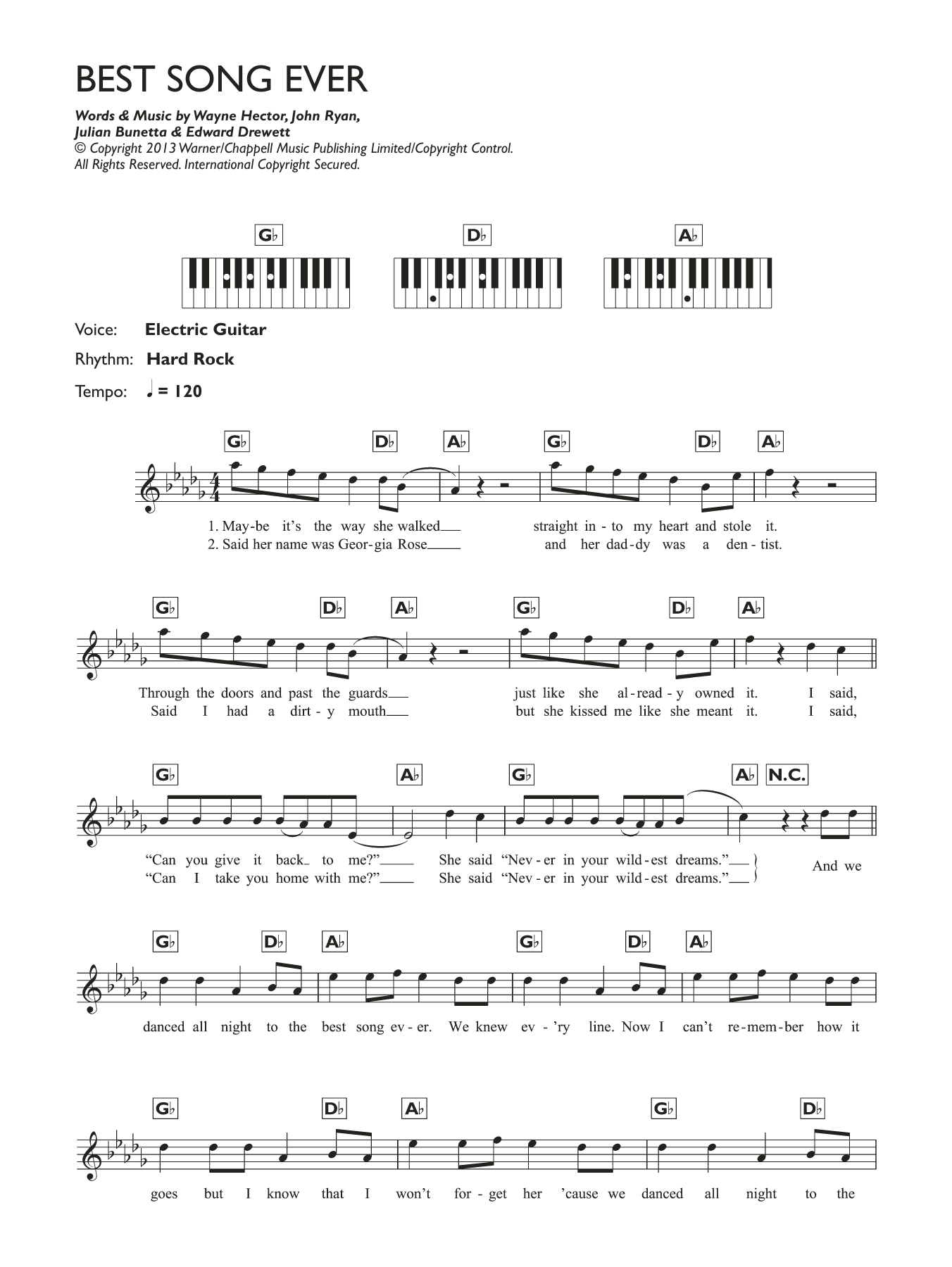 Download One Direction Best Song Ever Sheet Music