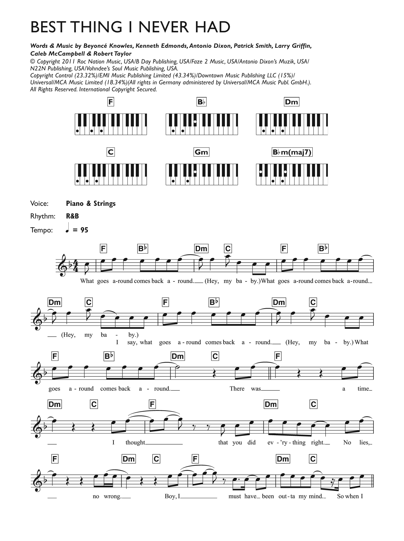 Download Beyoncé Best Thing I Never Had Sheet Music