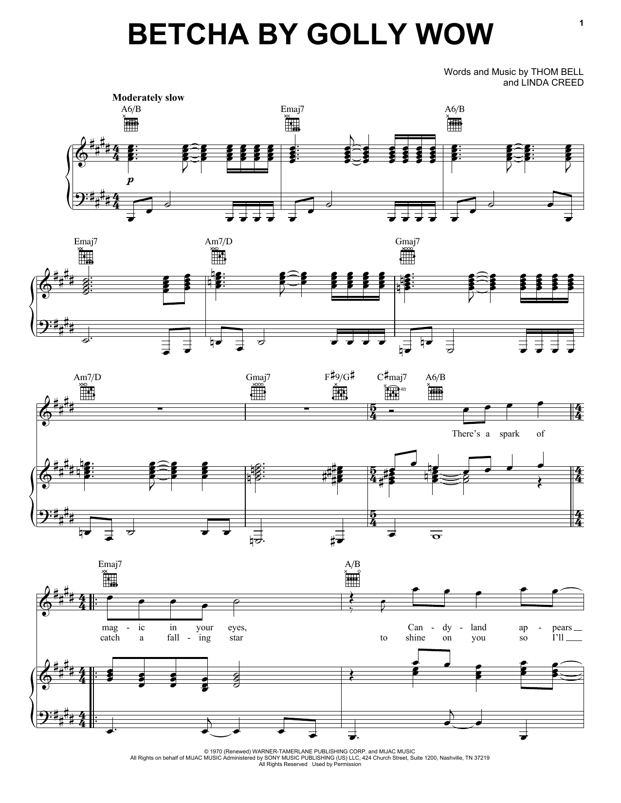 Download The Stylistics Betcha By Golly Wow Sheet Music