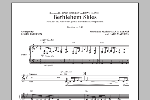 Download Roger Emerson Bethlehem Skies Sheet Music