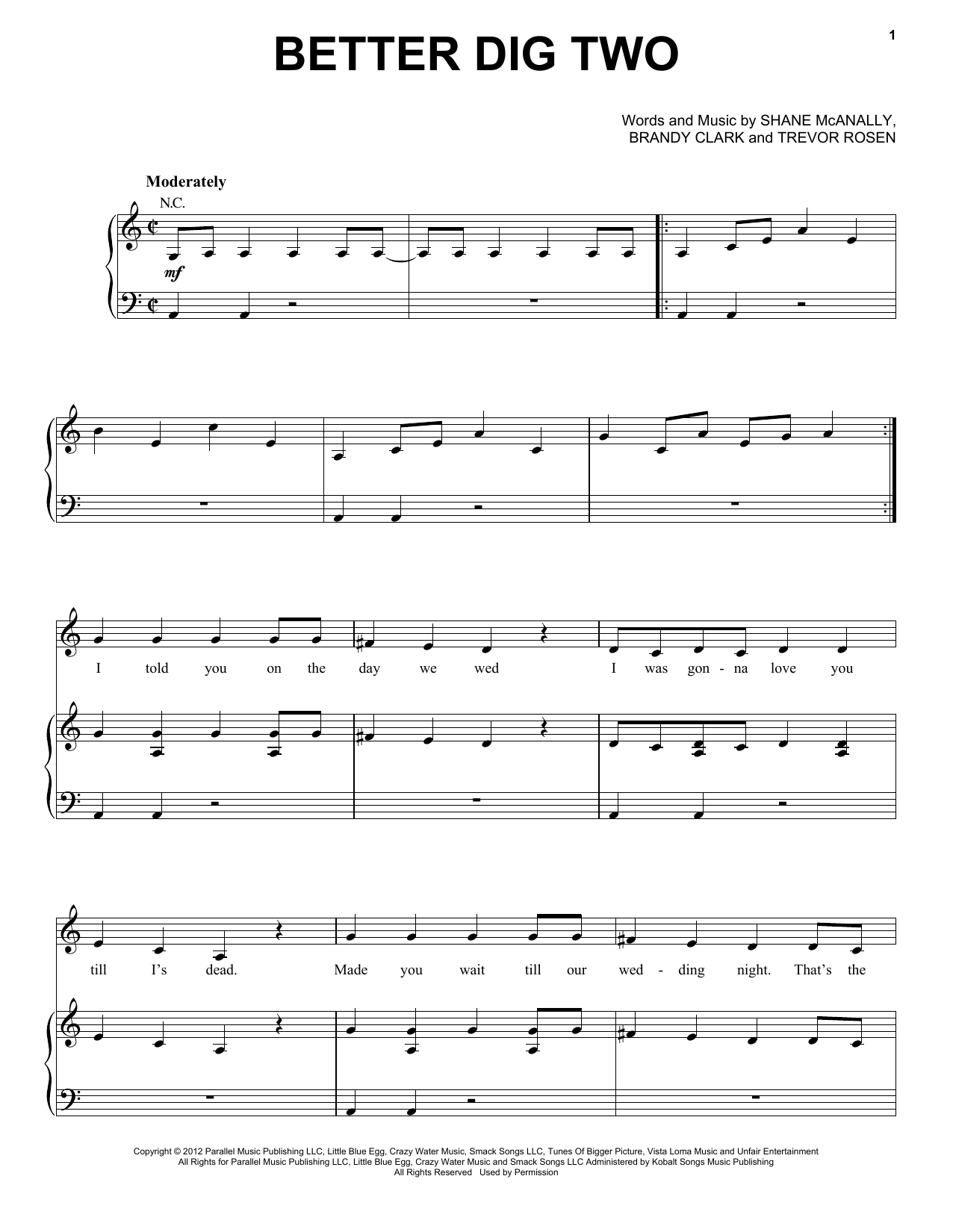 Download The Band Perry Better Dig Two Sheet Music