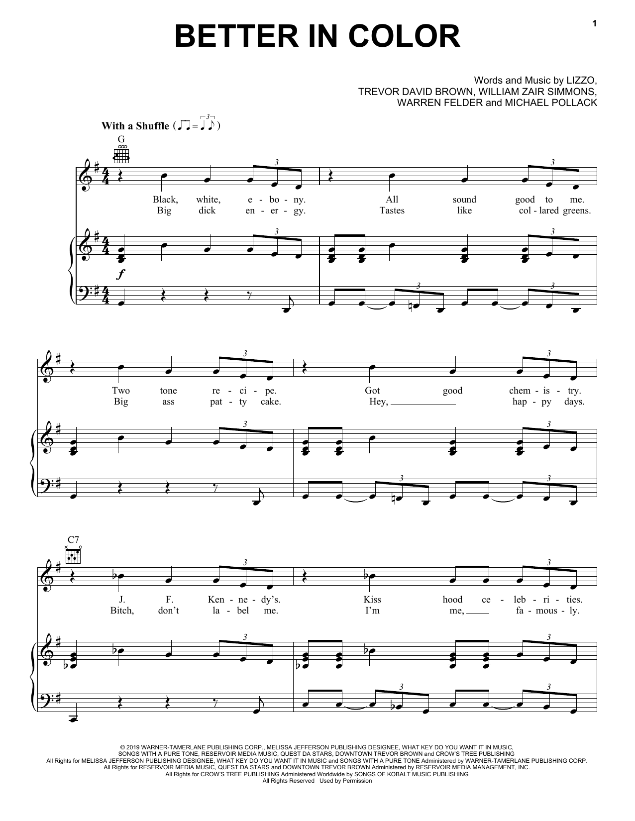 Download Lizzo Better In Color Sheet Music