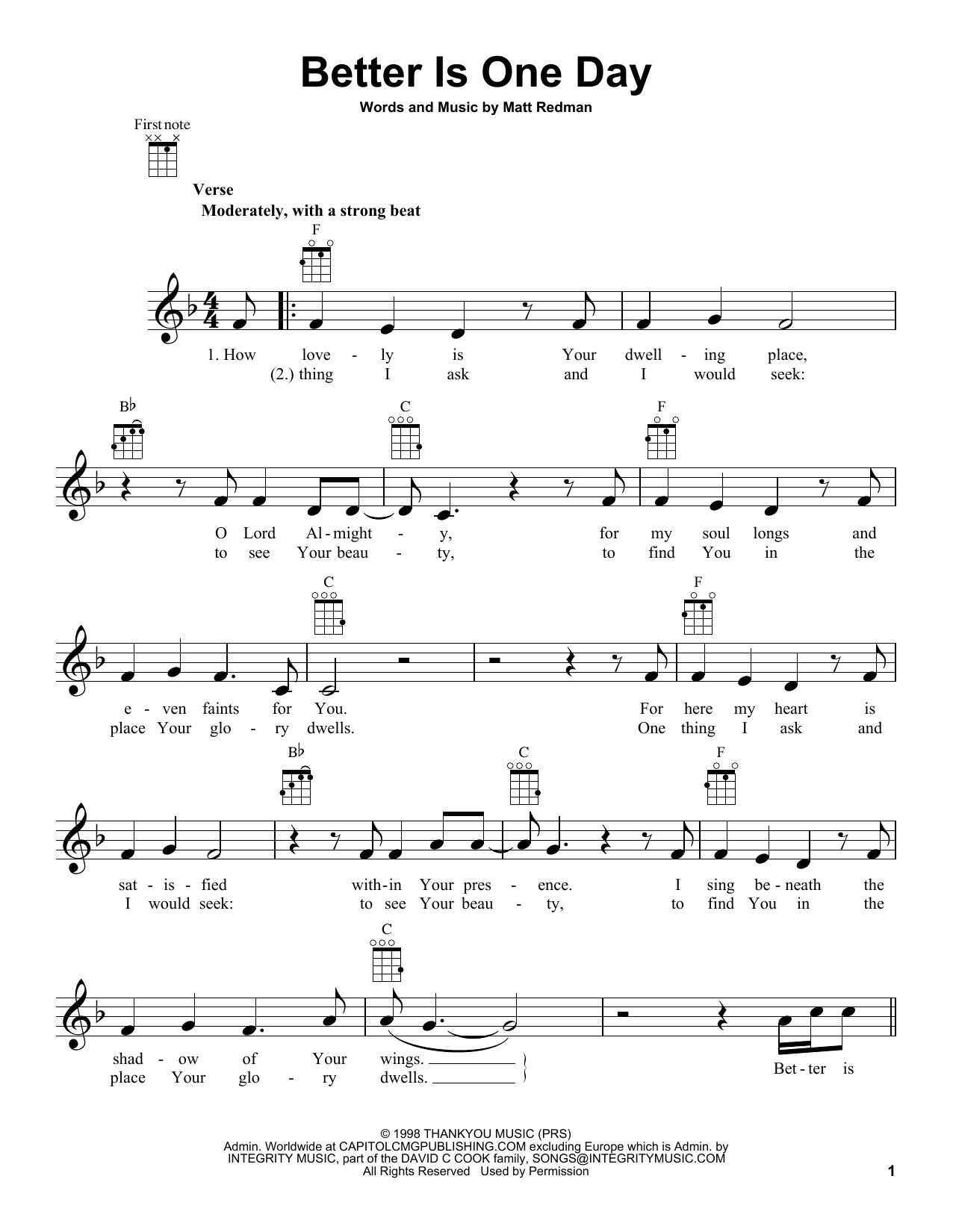 Download Passion Better Is One Day Sheet Music