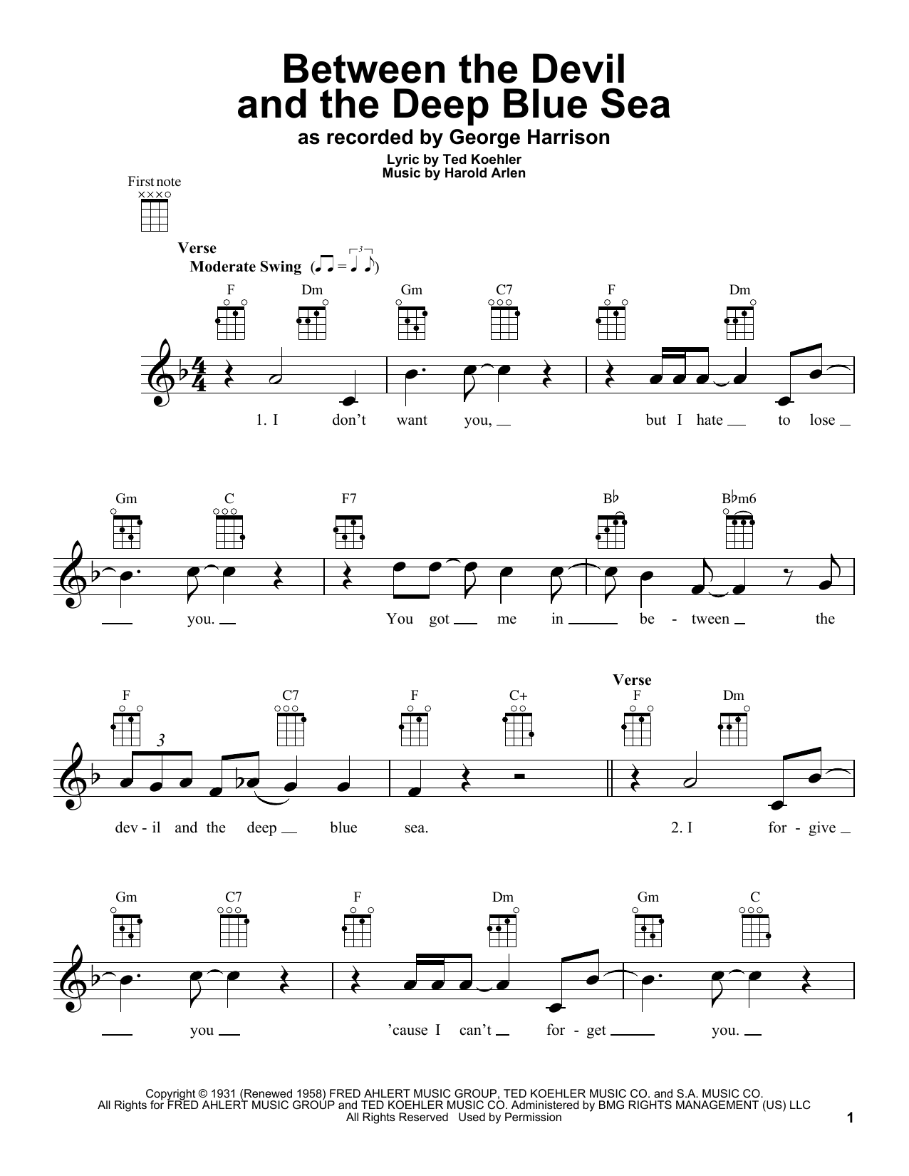 Download George Harrison Between The Devil And The Deep Blue Sea Sheet Music