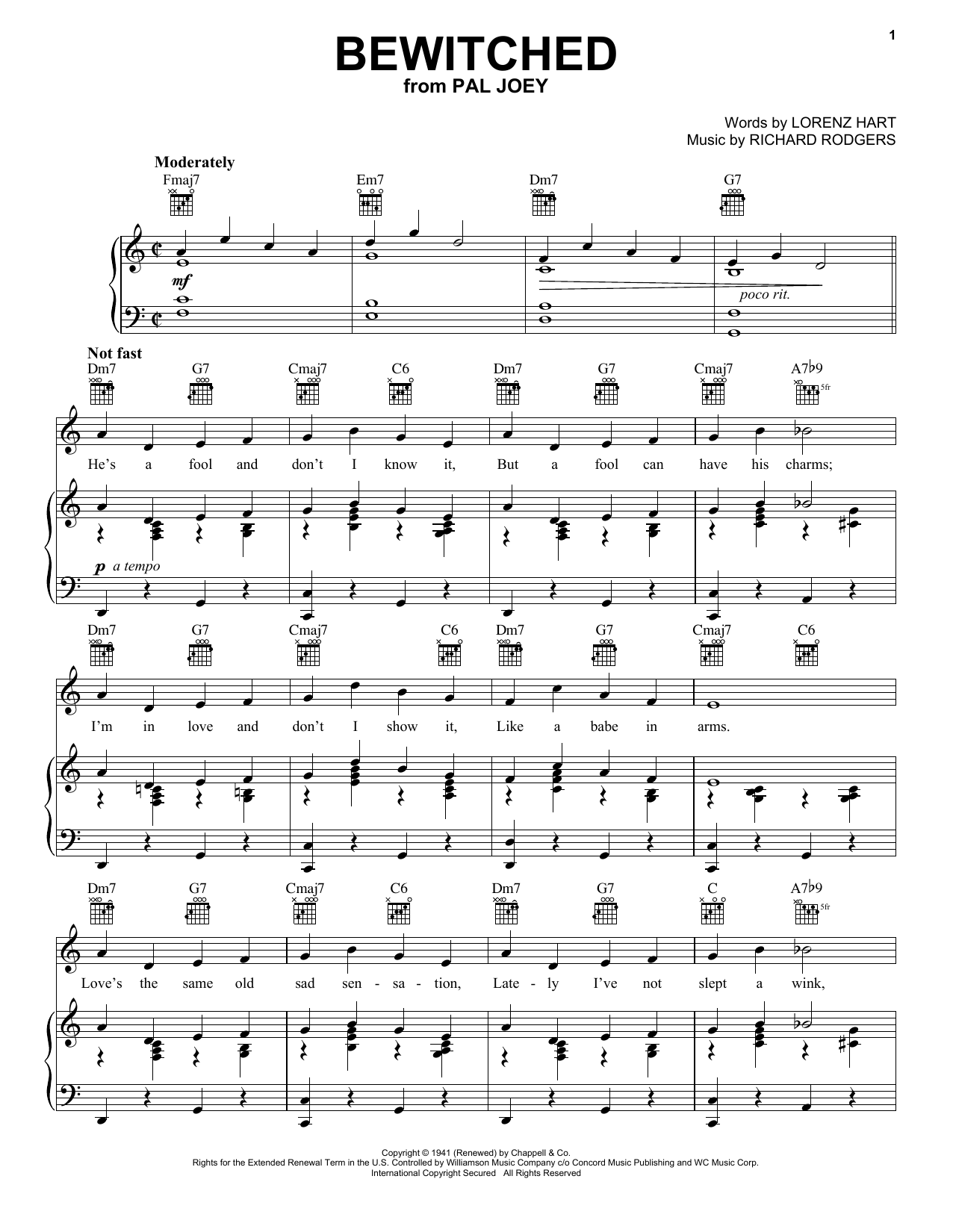 Frank Sinatra Bewitched sheet music notes printable PDF score