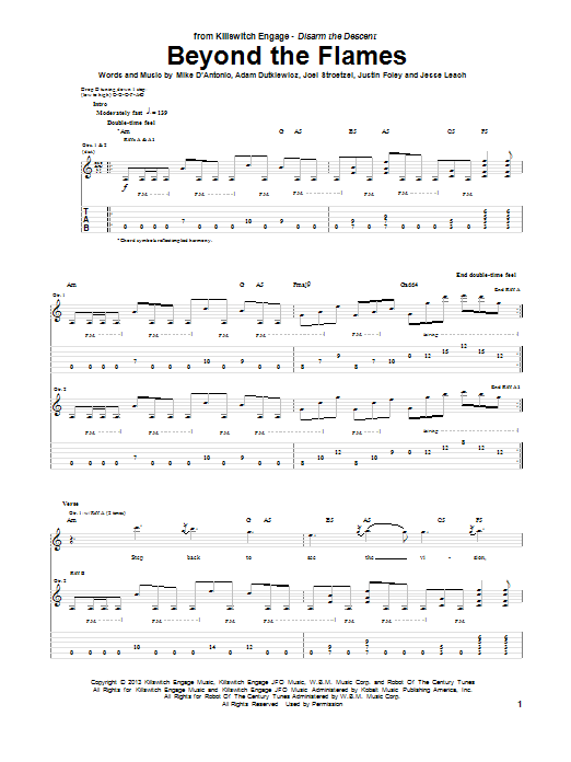 Download Killswitch Engage Beyond The Flames Sheet Music