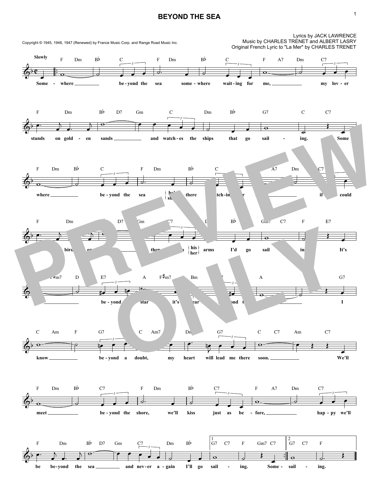 Download Bobby Darin Beyond The Sea Sheet Music